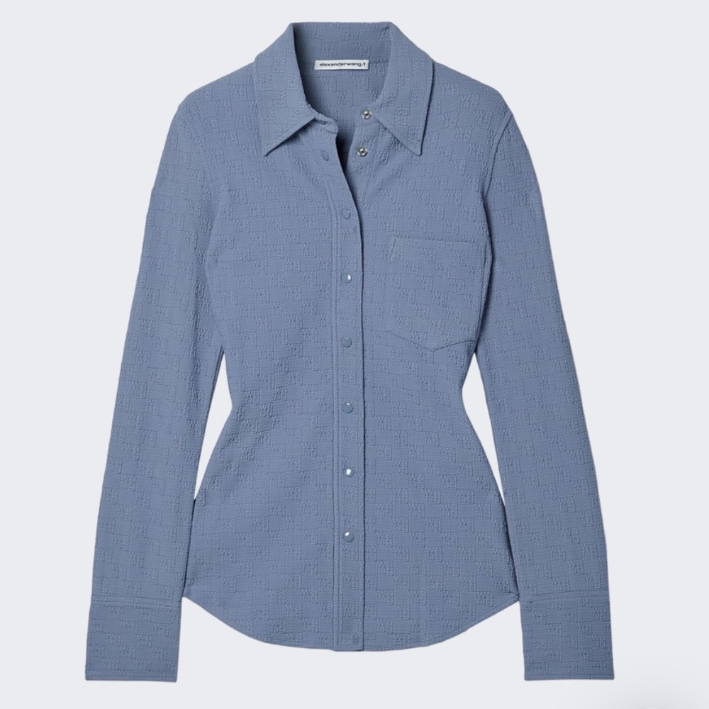 ALEXANDER WANG LONG SLEEVE BUTTON DOWN VINTAGE BLUE XS